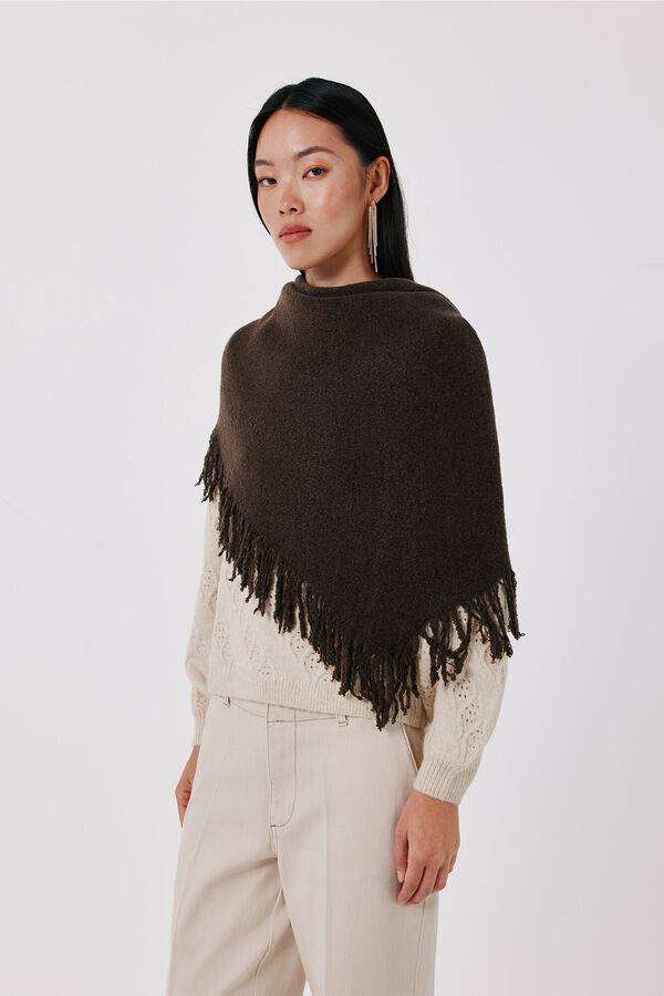 Cortefiel Knit shawl Dark brown