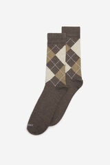 Cortefiel Diamond pattern sock Dark brown