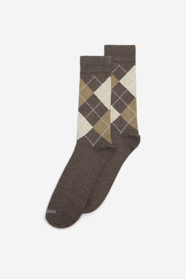 Cortefiel Diamond pattern sock Dark brown