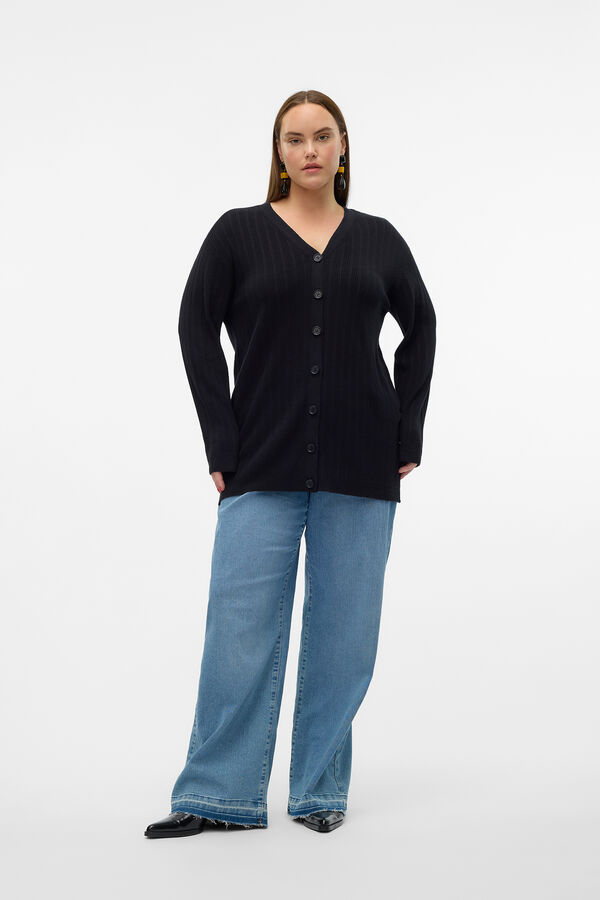 Cortefiel V size neckline cardigan Black