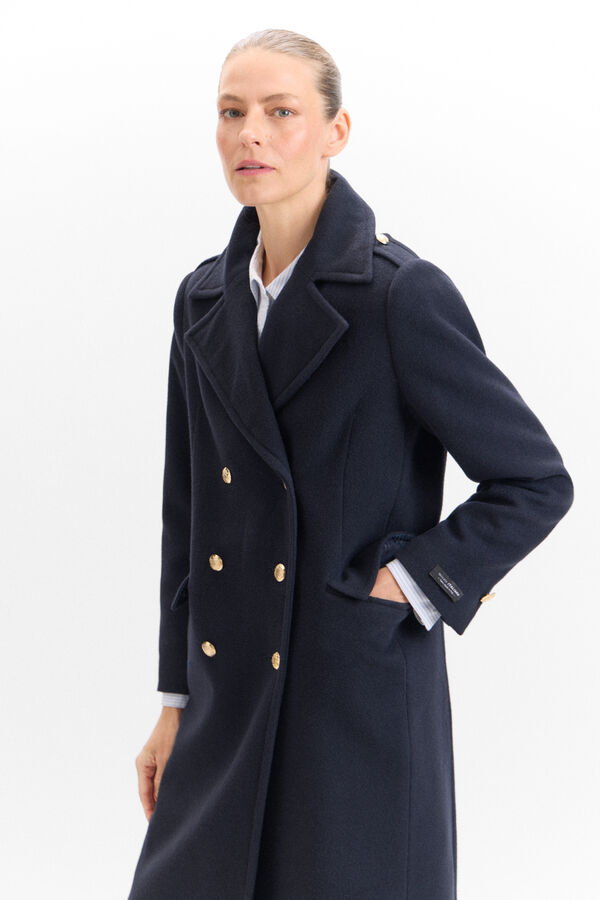 Cortefiel Long military coat Navy