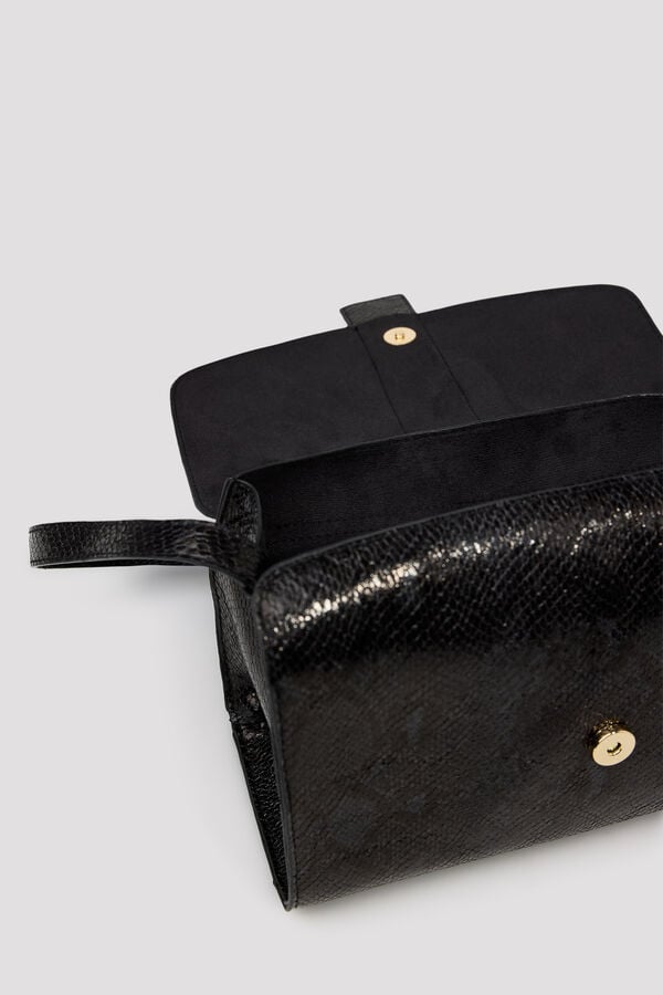 Cortefiel Textured crossbody bag Black