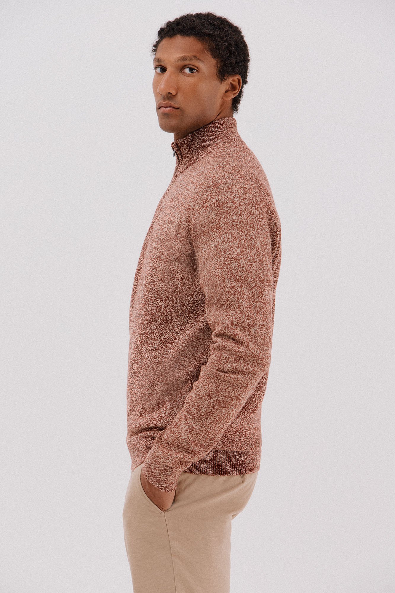 Cortefiel Camisola l&atilde; tor&ccedil;al gola fecho-&eacute;clair