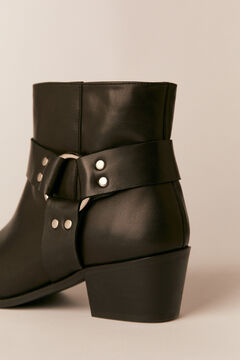 Cortefiel Leather cowboy ankle boot Black