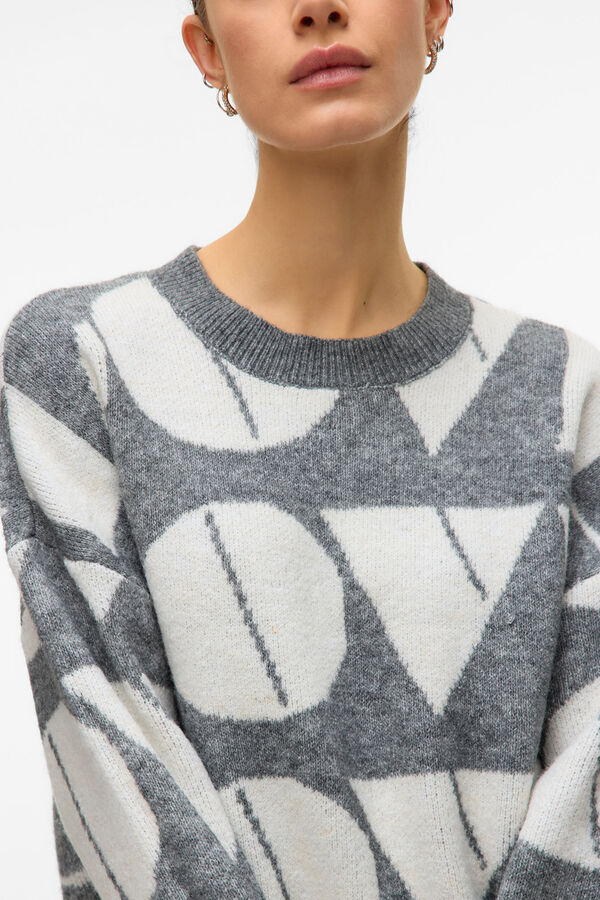 Vero Moda Camisola de malha com gola redonda  Cinzento