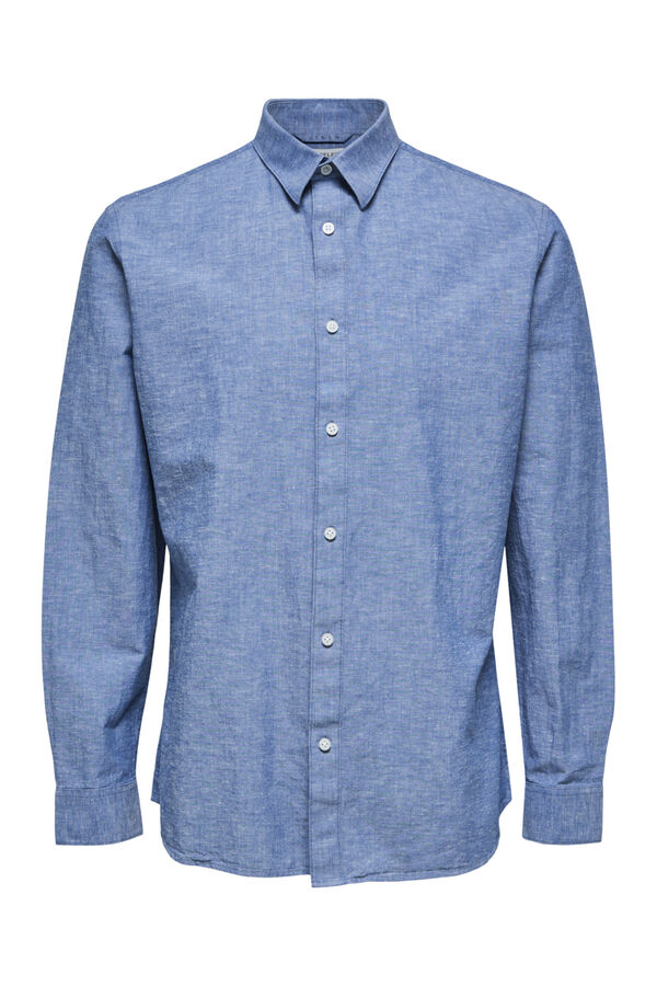 Cortefiel Camisa slim fit de algodão orgânico Azul