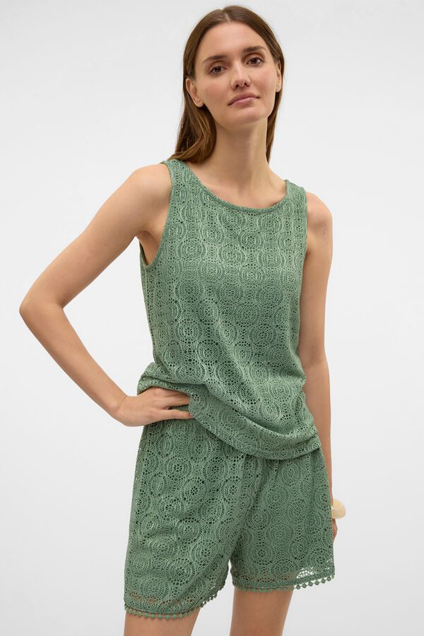 Vero Moda Top de crochet sem mangas Verde