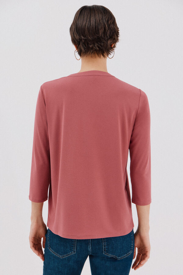 Cortefiel Basic mandarin neckline -shirt Maroon