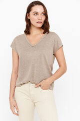 Cortefiel Embroidered braided cable knit top Beige