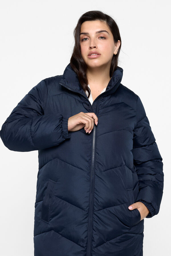 Cortefiel Plus size quilted midi coat Navy