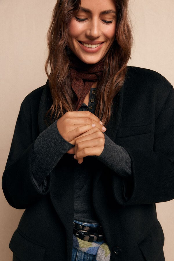 Slowlove Sobretudo longo com gola xale Preto