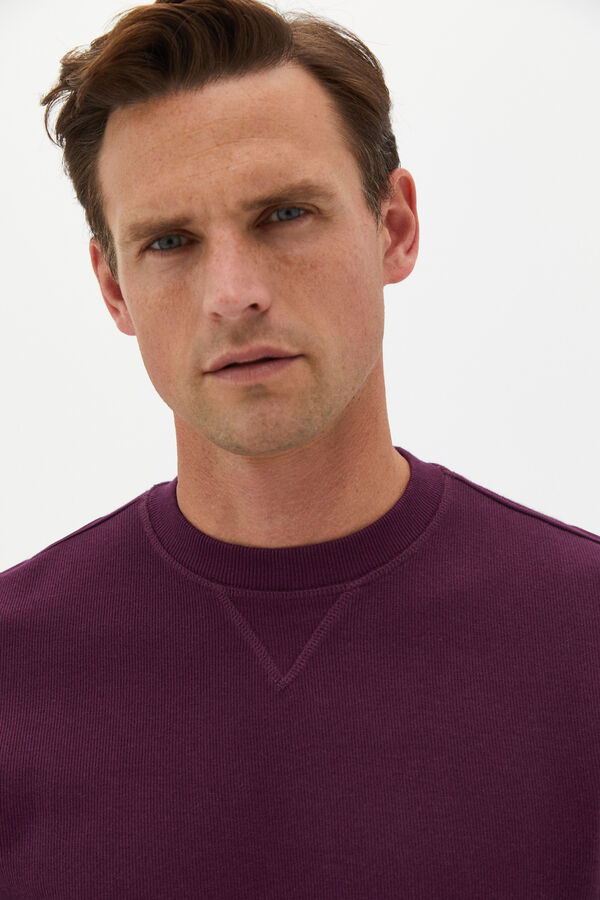 Cortefiel Textured fabric sweatshirt Purple