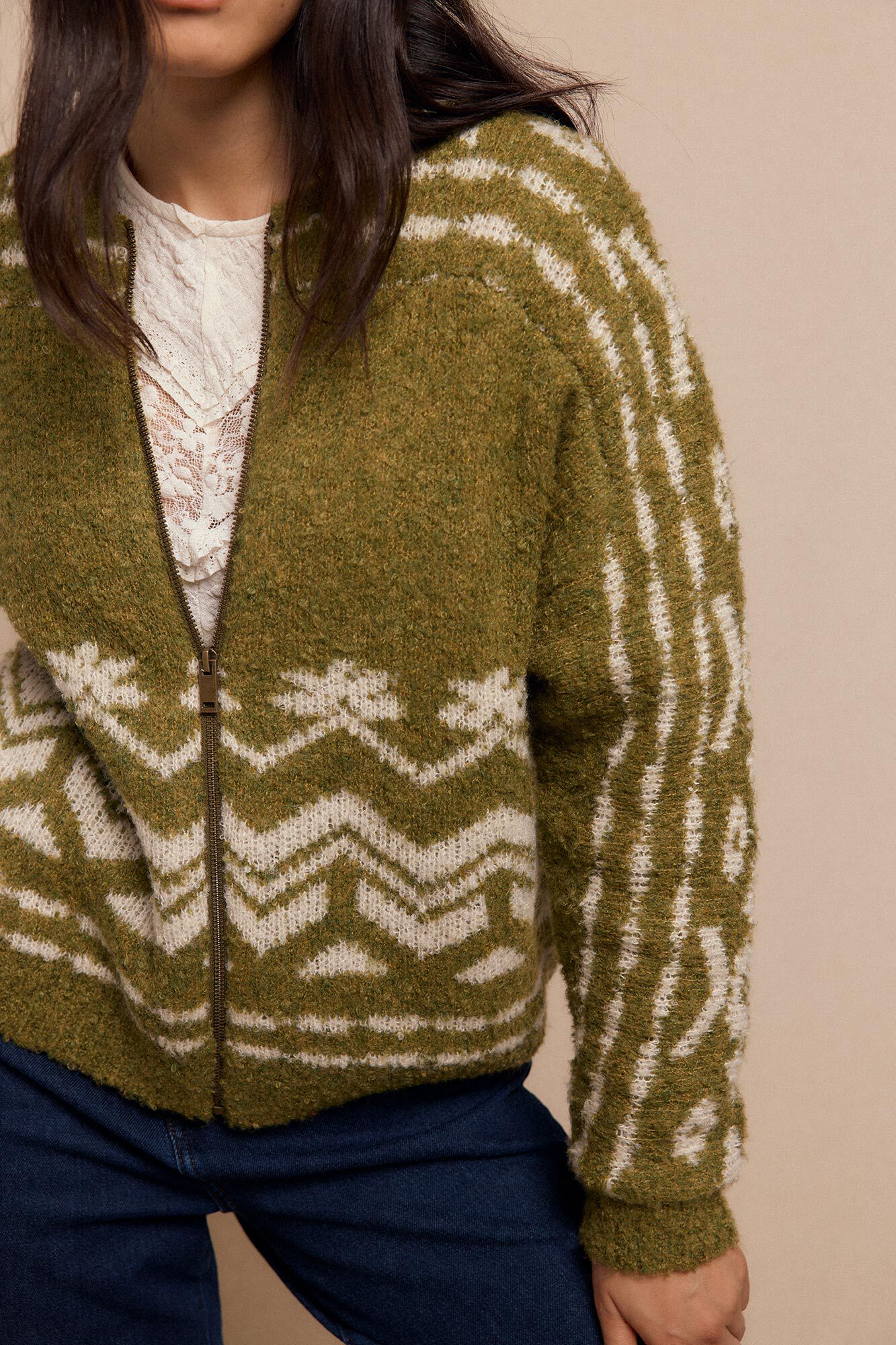 Slowlove malha bomber de jacquard