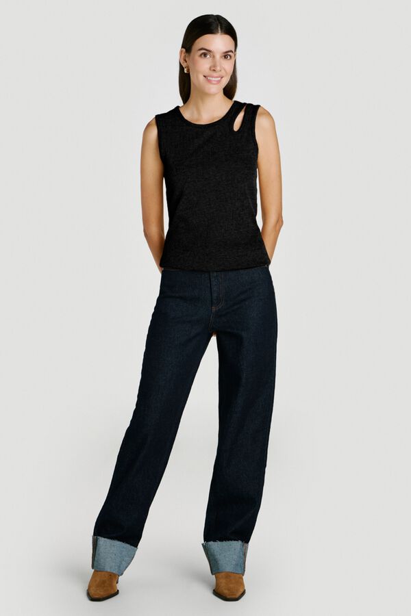Vila Organic cotton vest top Black