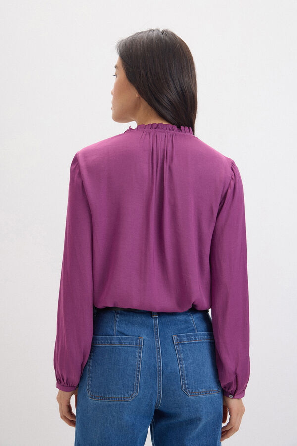 Cortefiel Blusa acetinada fluída Roxo