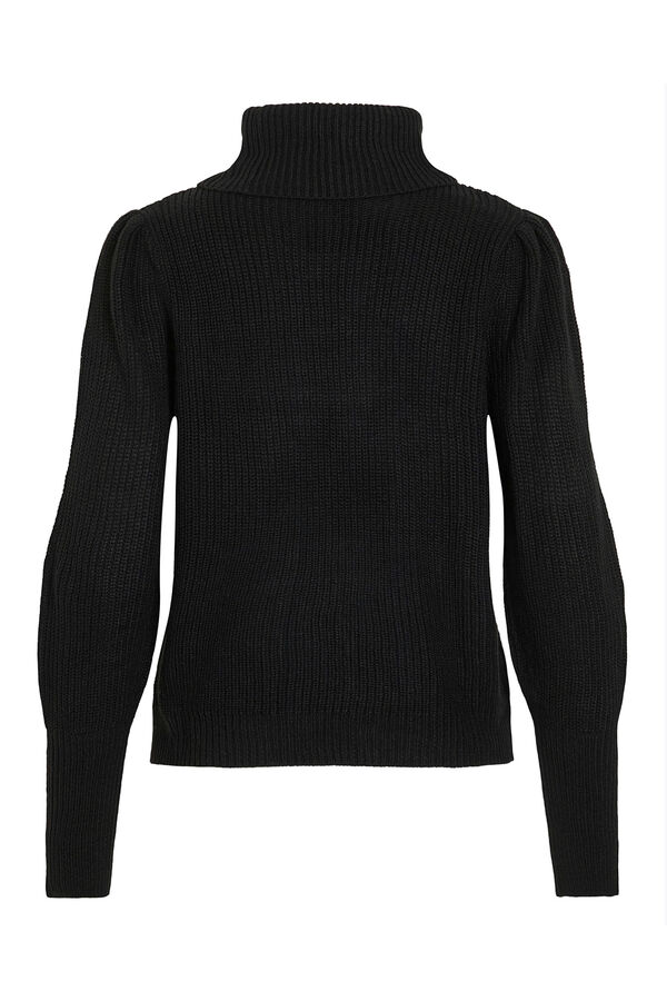 Vila Camisola de gola alta canelado Preto