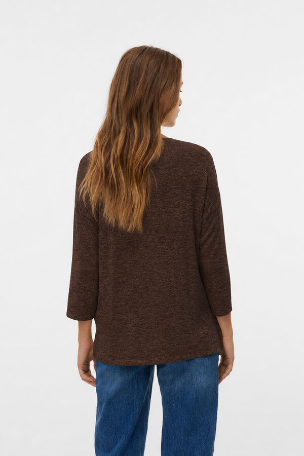 Vero Moda Camisola mesclada gola em bico Castanho
