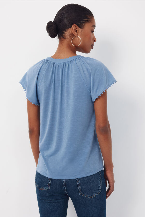 Cortefiel Camiseta fluida pasamanerias Azul