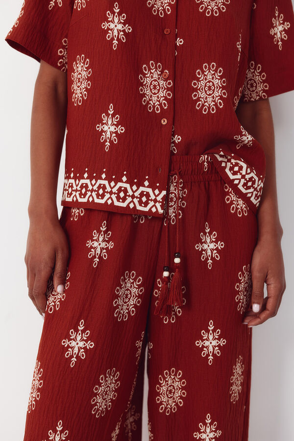 Cortefiel Printed trousers Red