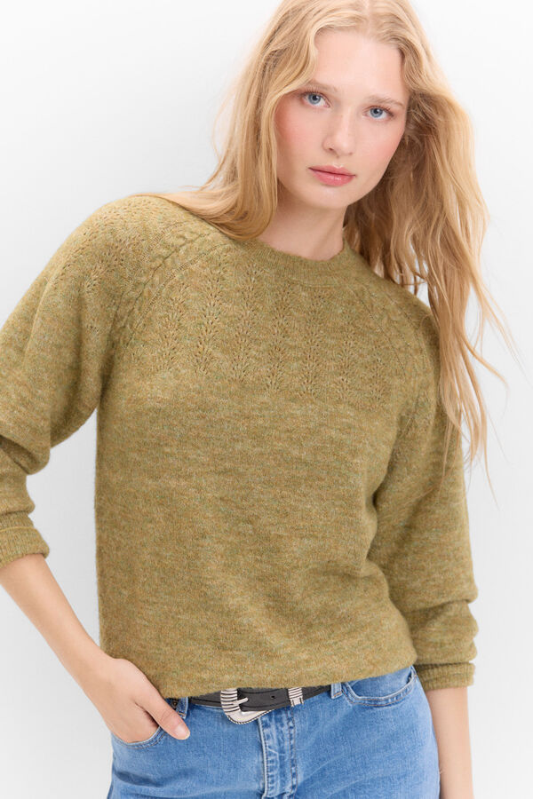 Cortefiel Openwork yoke jumper Gold