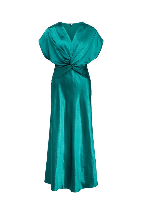Object Satin-finish long dress Turquoise