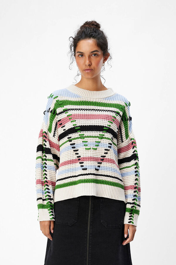 Cortefiel Multicoloured jumper  White