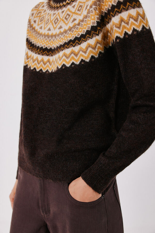 Cortefiel Positional jacquard jumper Dark brown