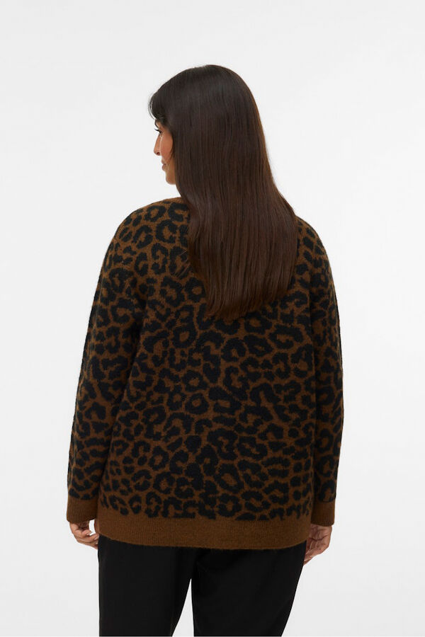 Vero Moda Curve Malha com estampa animal casaco de malha size Castanho
