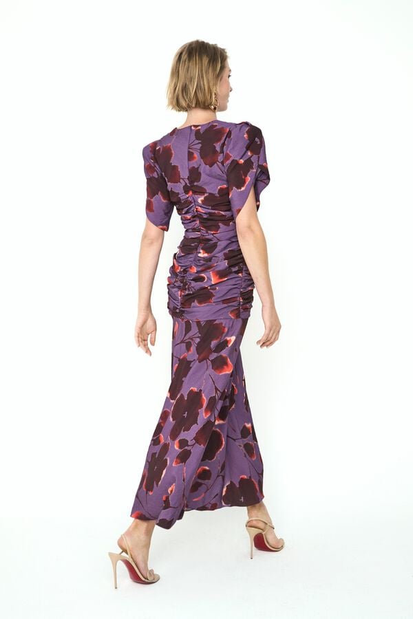 Panambi Vestido estampado de convidada Flora Roxo