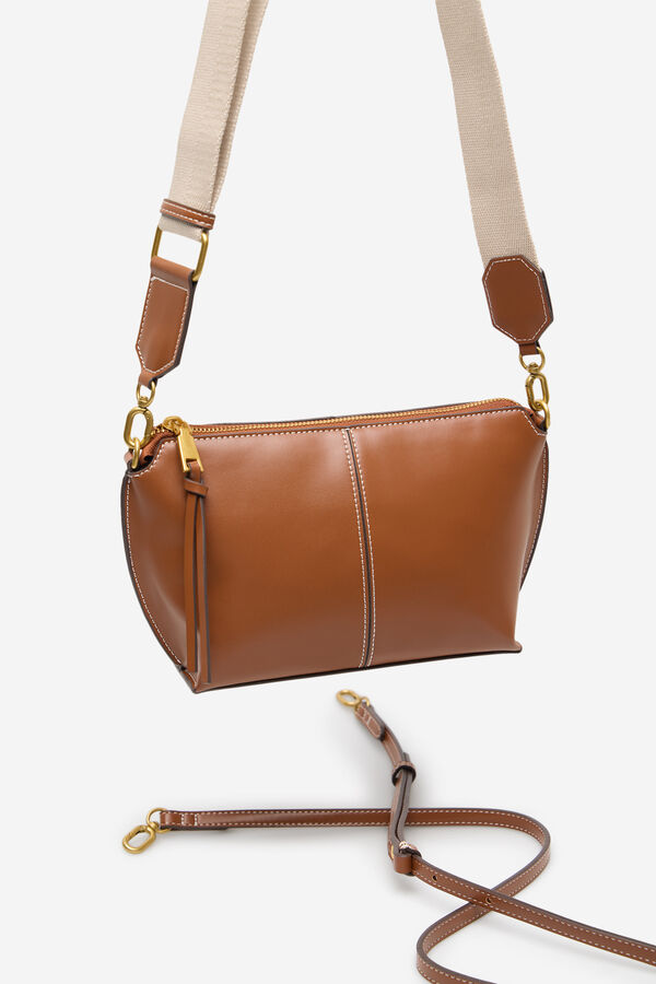 Cortefiel Basic crossbody bag with stitching Brown