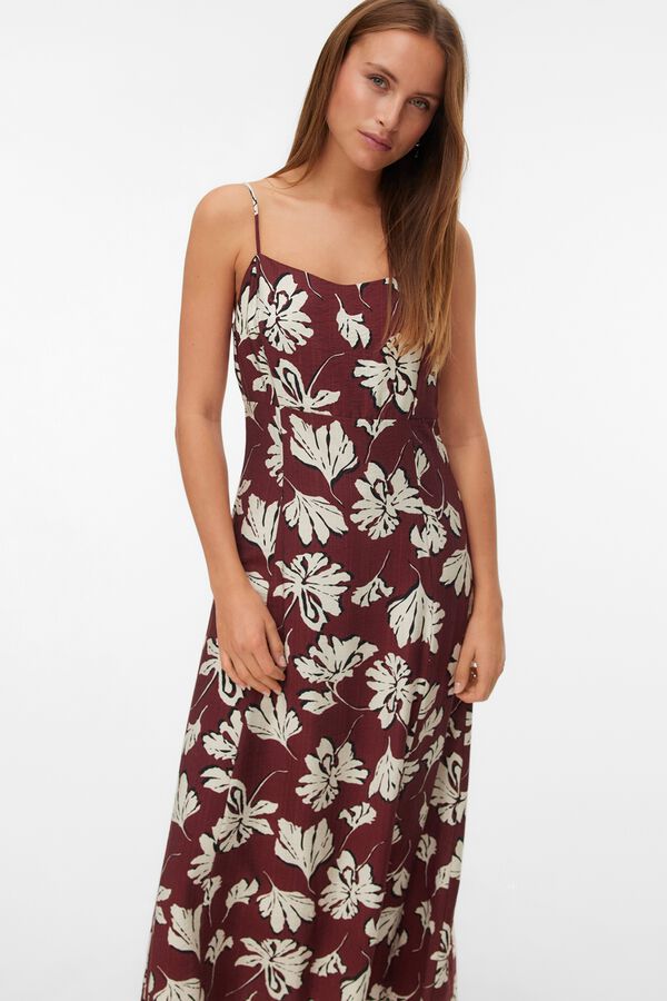 Vero Moda Vestido comprido estampado Castanho