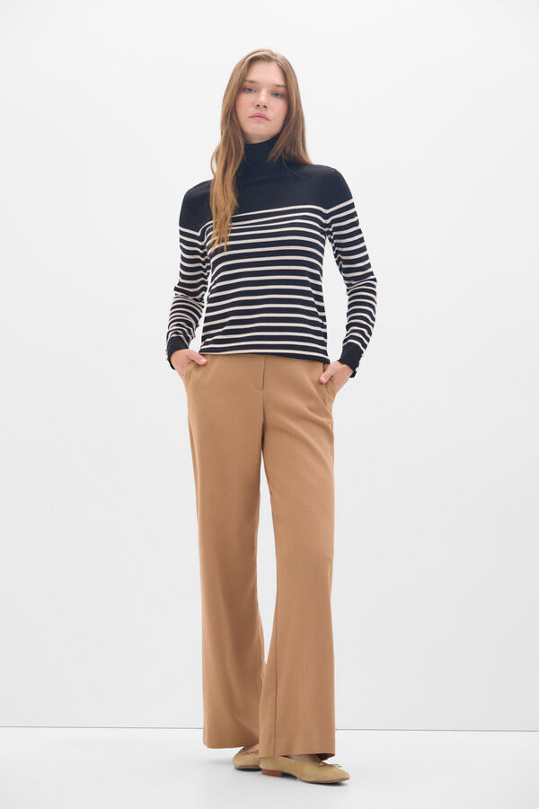 Cortefiel Two-tone striped jumper Black