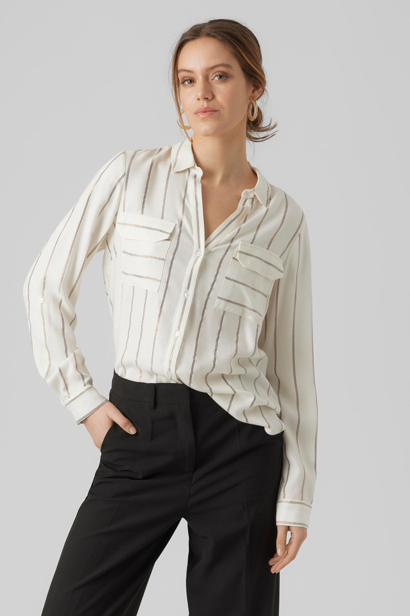 Camisa de rayas de manga larga Blusas de mujer Cortefiel