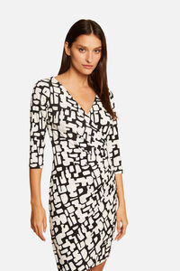 Cortefiel Printed fitted draped dress Printed white
