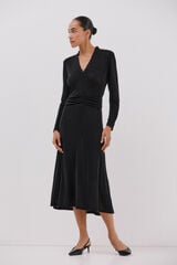 Cortefiel Shiny satin dress Black