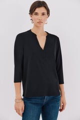 Cortefiel Basic mandarin neckline -shirt Black