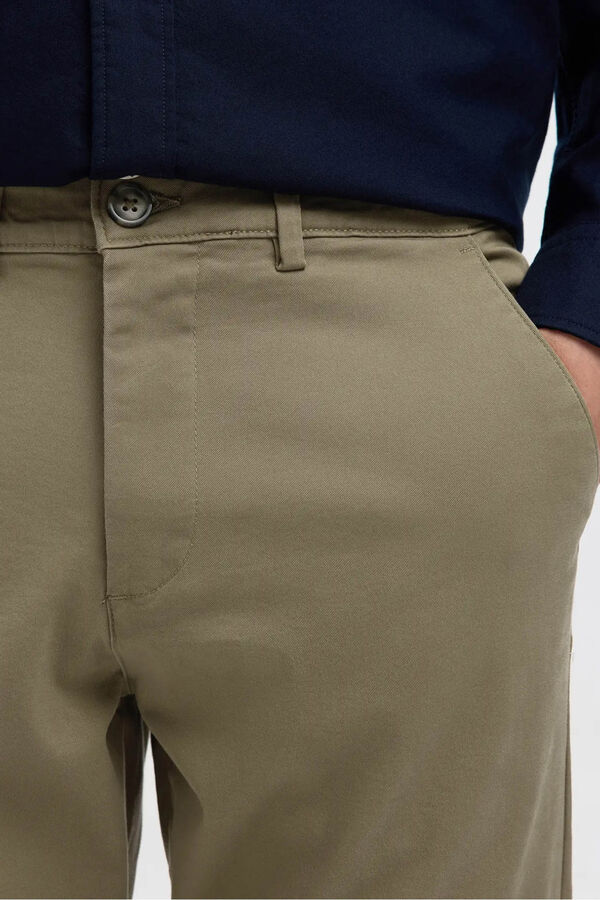Selected Calça calças chino slim fit feita de algodão orgânico  Castanho