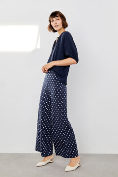 Cortefiel Printed jersey-knit trousers Navy