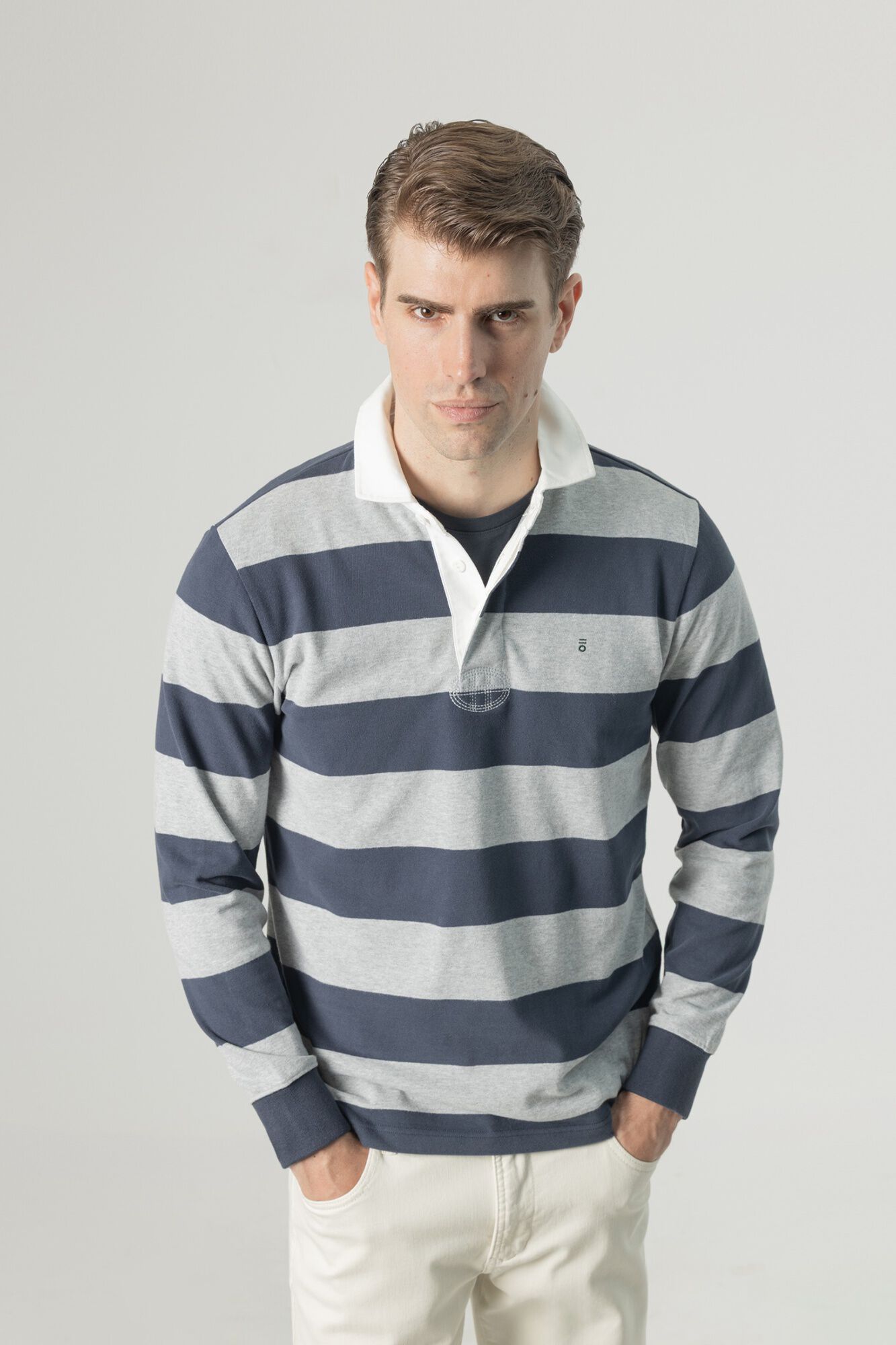 PuroEGO Striped rugby polo shirt
