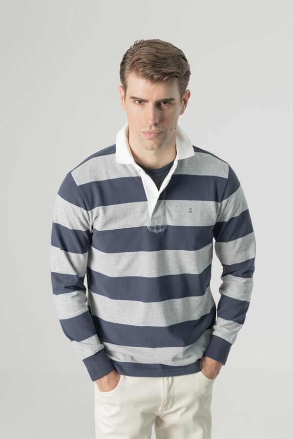 PuroEGO Striped rugby polo shirt Blue
