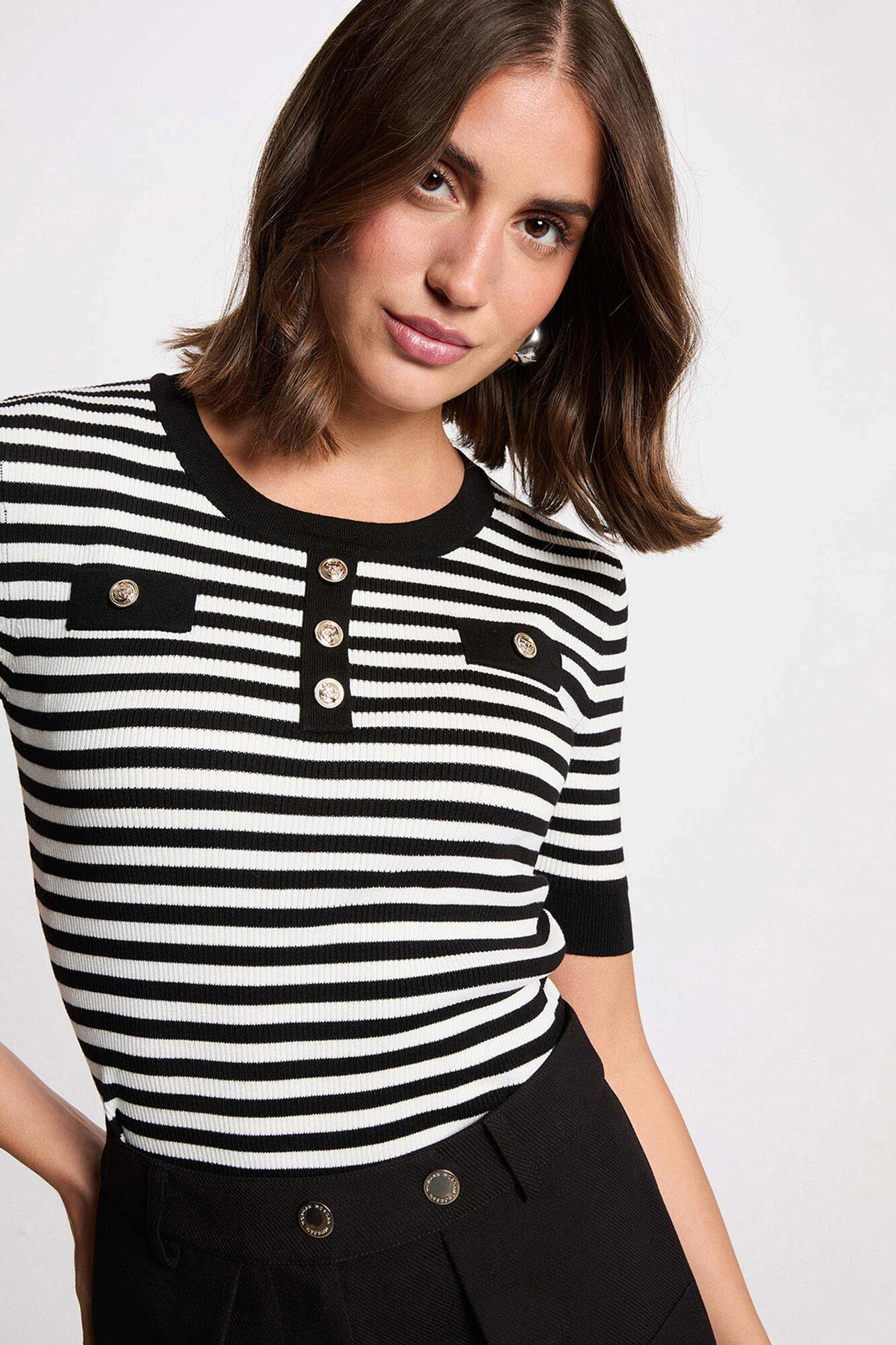 Morgan Striped short sleeve jumper