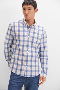 Cortefiel Melange check shirt Blue