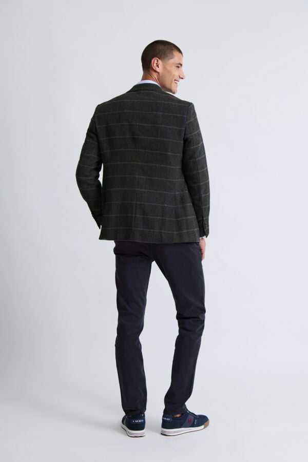 Williot Blazer de espiga em l&atilde; aos quadrados Verde