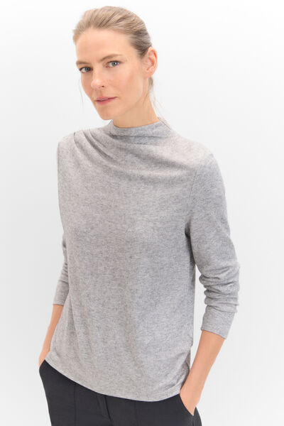 Cortefiel Shiny pleated T-shirt Grey