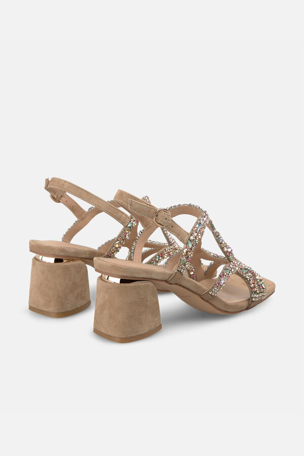 Alma en Pena Sand&aacute;lia de pedraria de tiras finas Castanho