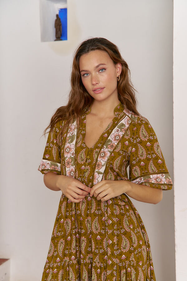 Jaase Vestido midi Mila com estampado Amalie Tostado