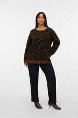 Vero Moda Curve Malha com estampa animal casaco de malha size Castanho