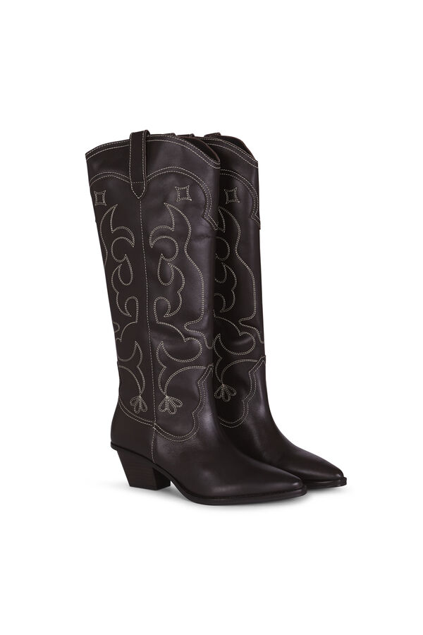 Slowlove Bota piel pespunte Negro