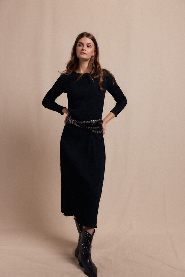 Slowlove Vestido textura elastico Negro