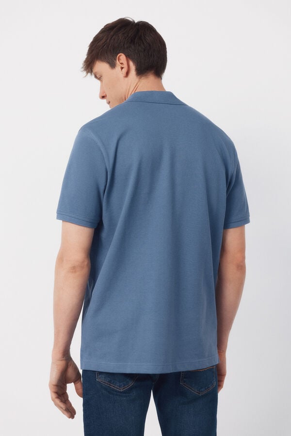 Cortefiel Basic piqué polo shirt Blue
